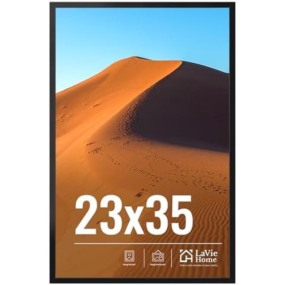 23x35 Picture Frame for Wall Display, 23x35 Black Picture Frame with HD Plexiglas, 23 x 35 Photo Frame 1 Pack, Display Frame for Vertical or Horizontal, Classic Collection