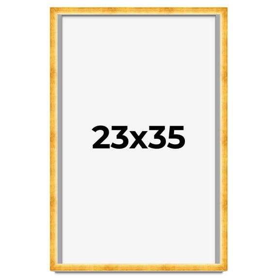 23x35 Shadow Box Frame Gold | 1.625 Inches Deep Real Wood Traditional Shadowbox Display Frame | UV