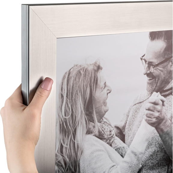 23x36 Inch Silver Picture Frame, This 2.00 Inch Custom Poster Frame is Stainless Steel - Comes with Economy Acrylic and Corrugated Backing