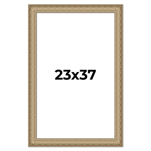 23x37 Frame Ornate Silver Beaded Solid Wood Picture Frame Width 2.5 Inches | Interior Depth 1