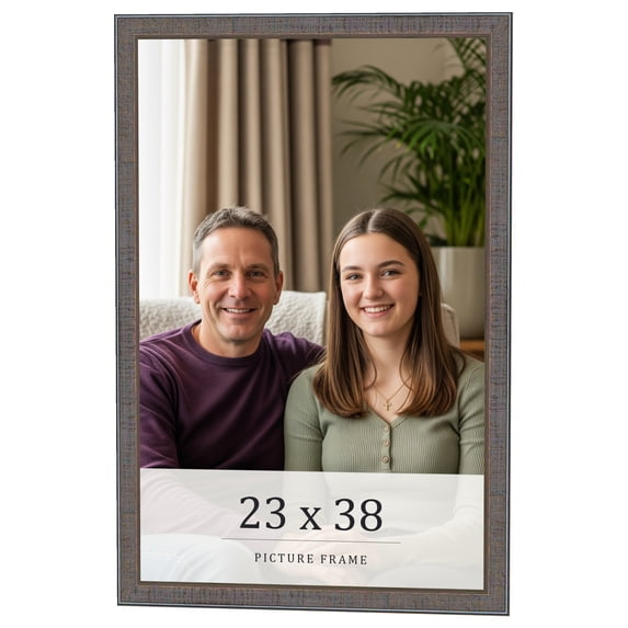23x38 Frame Blue Kingsley Pewter Solid Wood Picture Frame Width 0.75 Inches |Interior Depth 0.5