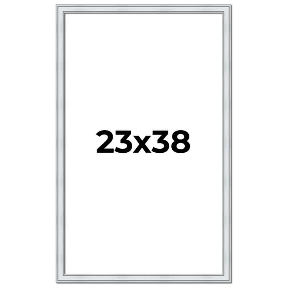 23x38 Frame Sterling Silver Solid Wood Picture Frame | 1.25 Inch Moulding Width | 0.75 Inch