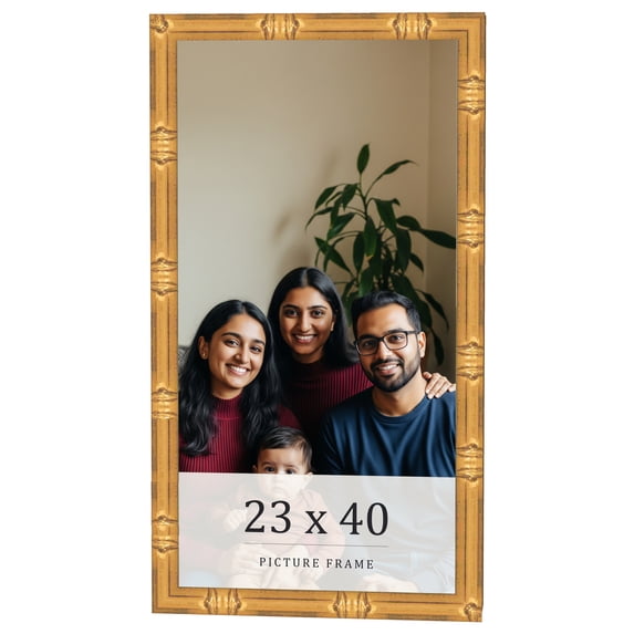 23x40 Frame Gold Bamboo Solid Wood Picture Frame | 1 Inch Moulding Width | Interior Frame Depth