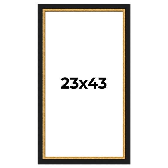 23x43 Frame Gold Real Wood Picture Frame Width 2.25 Inches | Interior Frame Depth 0.5 Inches |