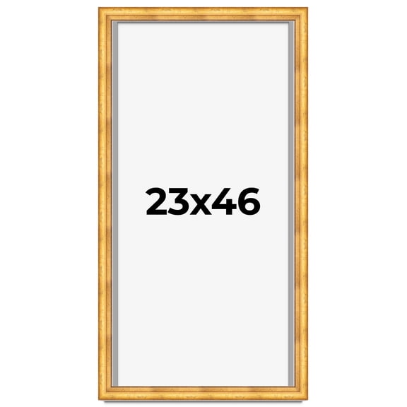23x46 Shadow Box Frame Gold | 1.75 Inches Deep Real Wood Traditional Shadowbox Display Frame | UV