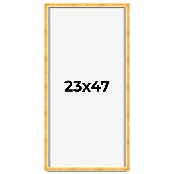 23x47 Shadow Box Frame Gold | 1.625 Inches Deep Real Wood Traditional Shadowbox Display Frame | UV