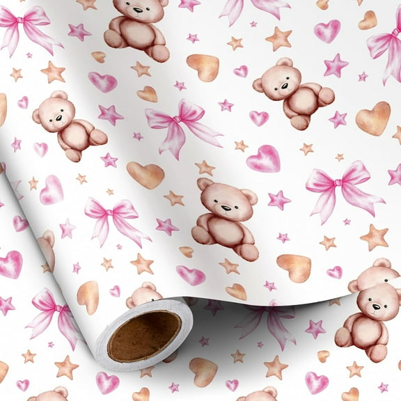 23x58 Inch Cute Wrap Paper Sheet Jungle Animal Wrapping Paper Roll for Boy Girl, Cute Safari Design with Elephant Giraffe Zebra Lion Gift Wrap for Birthday, Baby Shower, Nursery Celebrations