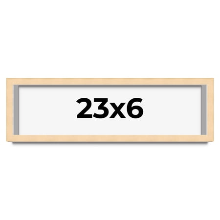 23x6 Frame Natural Wood Picture Frame | 0.75 Inch Moulding Width | with UV Acrylic Plexiglass, Foam