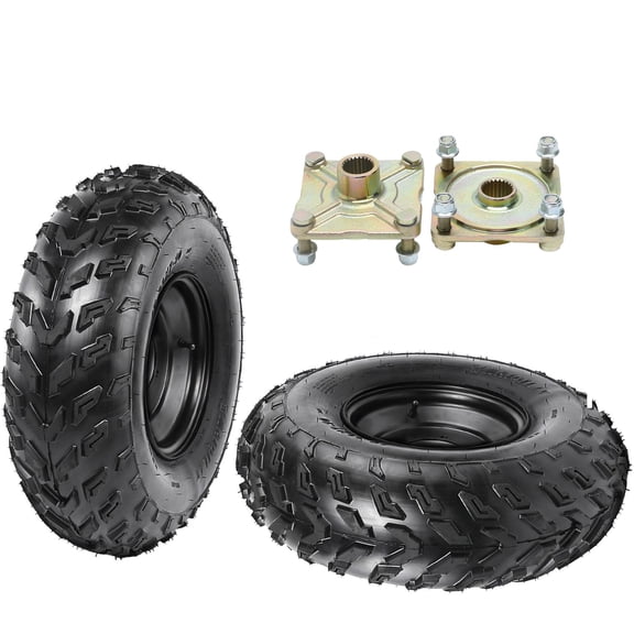23x7-10 ATV Tires & Wheels 2-Pack Tubeless 4-Ply 23x7x10 23x7.00-10 10" Rims with 23T 4-Stud Rear Axle Hubs 78mm Bolt Pattern Fits Go Kart UTV Quad Lawn Mower Golf Cart Buggy Taotao Kazuma