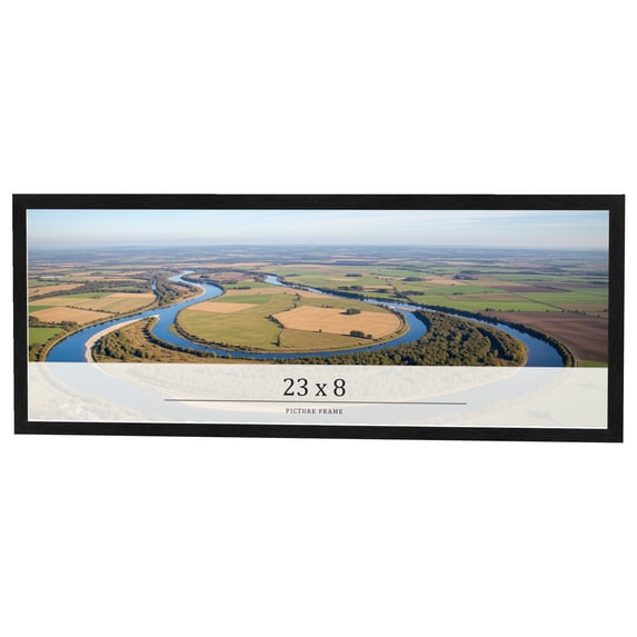23x8 Frame Black Charcoal Grey Wood Textured Picture Frame | 0.75 Inch Moulding Width | Gunmetal