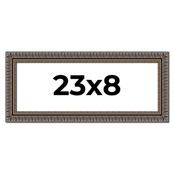 23x8 Frame Black Feather Payton Ornate Solid Wood Picture Frame Width 1.75 Inches | Interior Depth