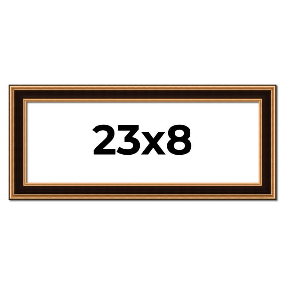 23x8 Frame Gold Brown Plein Air Vintage Solid Wood Picture Frame | 1.75 Inches Moulding Width |