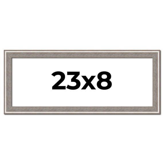 23x8 Frame Grey Real Wood Picture Frame Width 1.25 inches | Interior Frame Depth 0.5 inches | Hans