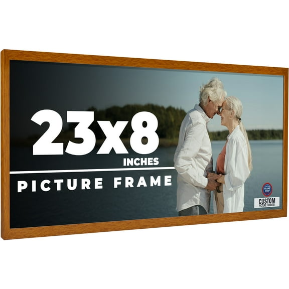23x8 Honey Brown Real Wood Picture Frame Width 0.75 inches | Interior Frame Depth 0.5 inches |
