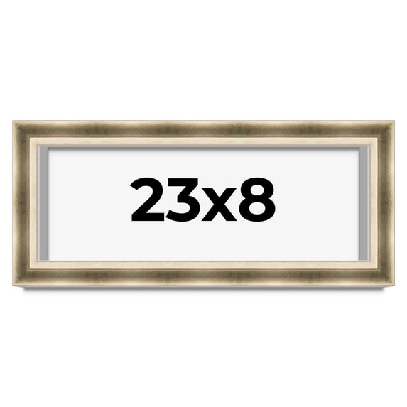 23x8 Shadow Box Frame Silver | 1.75 inches Deep Real Wood Traditional Shadowbox Display Frame | UV