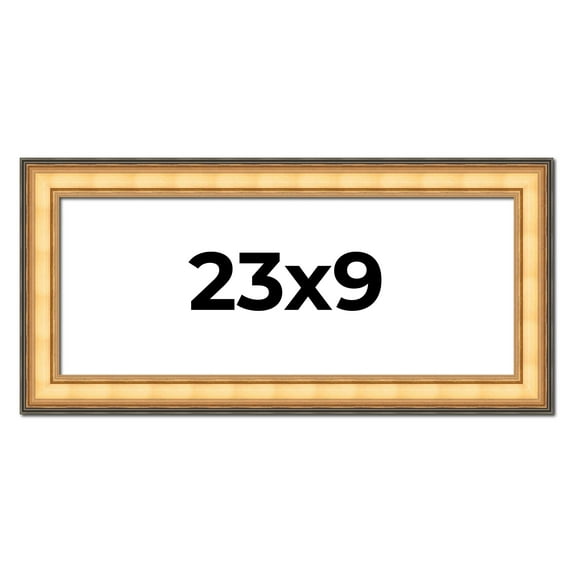 23x9 Frame Gold Plein Aire Solid Wood Picture Frame Width 2 Inches | Interior Frame Depth 0.5