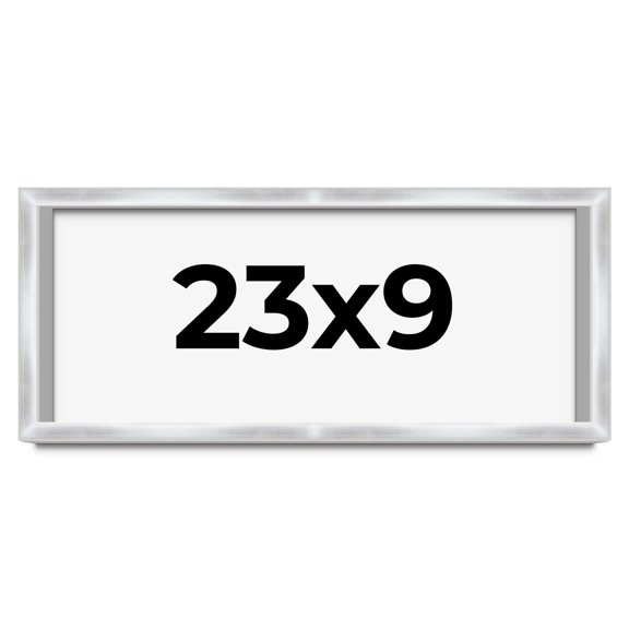 23x9 Frame Silver Whitewashed Wood Grain Solid Wood Shadow Box | 0.75 Inch Moulding Width | 0.75