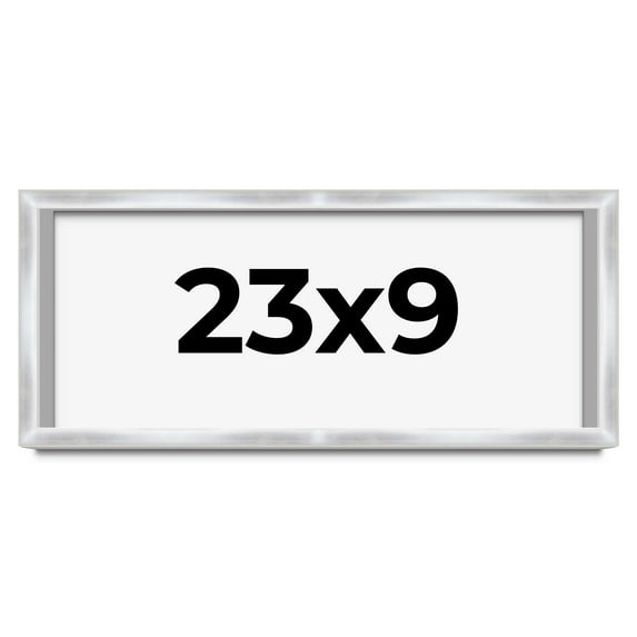 23x9 Frame Silver Whitewashed Wood Grain Solid Wood Shadow Box | 0.75 Inch Moulding Width | 0.75