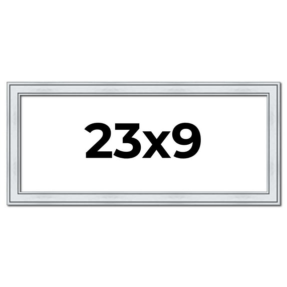 23x9 Frame Sterling Silver Solid Wood Picture Frame | 1.25 Inch Moulding Width | 0.75 Inch Interior