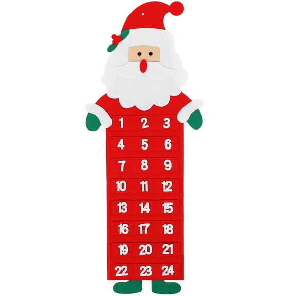 OUNONA Multi-Color Christmas Santa Countdown Calendar Made of Premium Fabric for Holiday Decoration and Festive Fun
