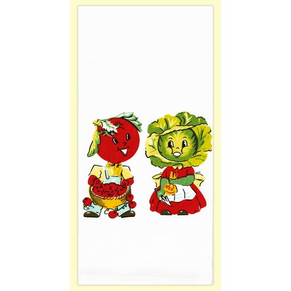 24.00In Mr  Mrs Vegetable Kitchen Towel, Cotton, Vintage Flour Sack 100% Cotton Vl01