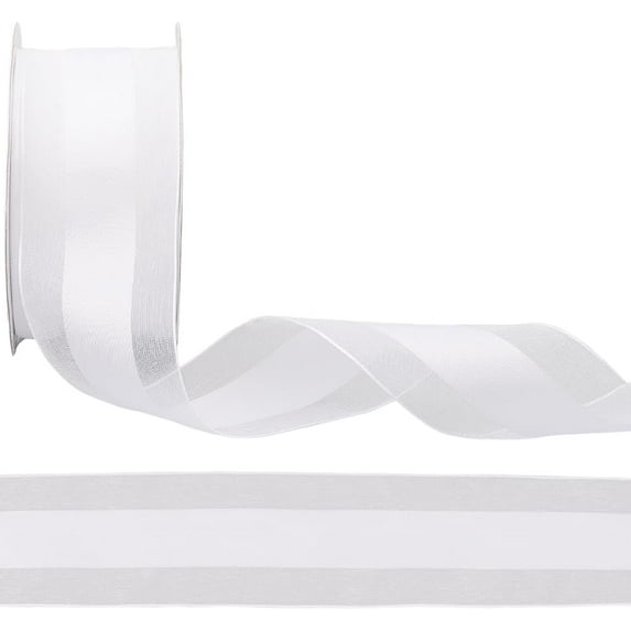 24.06 Yards 1 5/8 Inch White Tulle Ribbon Minimalist Organza Bridal Trim Transparent Thin Polyester Fabric Ribbons for Sewing Making Wedding Invitation Decor Gift Wrapping DIY Craft Supply