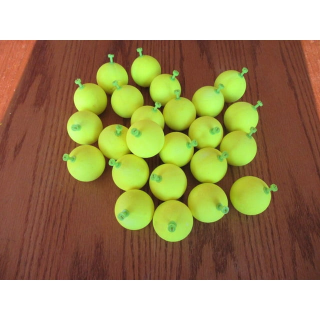 24 1.75" FISHING BOBBERS Round Weighted Floats Flo Chart Foam SNAP ON