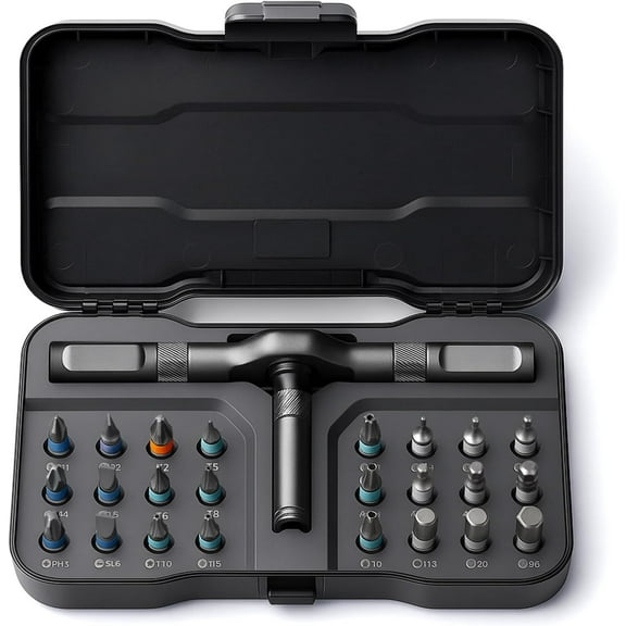 24 in 1 DIY Screwdriver Set, 2026 Magnetic Ratchet Screwdriver Set with S2 Steel Bits & Flexible Shaft, Removable Self Assembly Tool Kit, Gift for DIYer