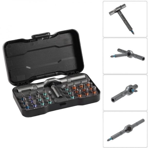 24 in 1 DlY Screwdriver Set,1 Set SwitchableScrewdriver Shape Magnetic Screwdriver Set,Compact and Portable Ratchet Screw0driver SetHome Repair Tool Box
