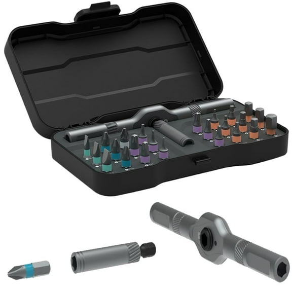 24 in 1 Magnetic Ratchet Screwdriver Set, Magnetic Precision Bits with Detachable Handle & Case, Multi-Function Repair Tool with Reversible High Torque Drive Handle for DIY, PC, Auto & Home Repair