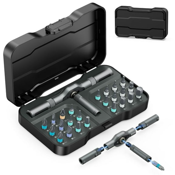24 In 1 Magnetic Ratcheting Screwdriver Set with Magnetic Bits & Storage Case, Professional Hand Tool Kit for Furniture, Computer, Bike Repair & DIY Projects