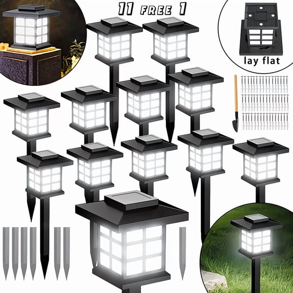 12/6 Solar Outdoor Lights, 700mA Solar Footpath Lights, 10 Hours Long-lasting LED Landscape Lighting Outdoor Solar Path Lights, Solar Garden Lights, Outdoor Solar Path Lights, Suitable for Gardens