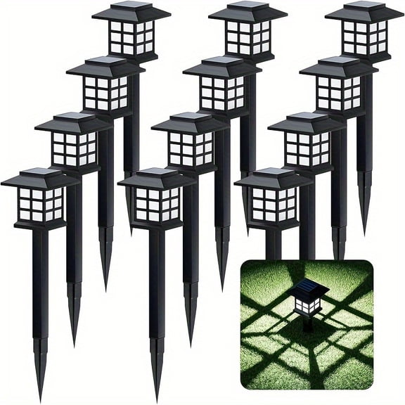 24/12/6pcs Solar Outdoor Light, IP44 Sidewalk Light, LED Landscape Lighting Garden Light, Suitable for Sidewalks, Driveways, Courtyards And Lawns, Solar Garden Decoration