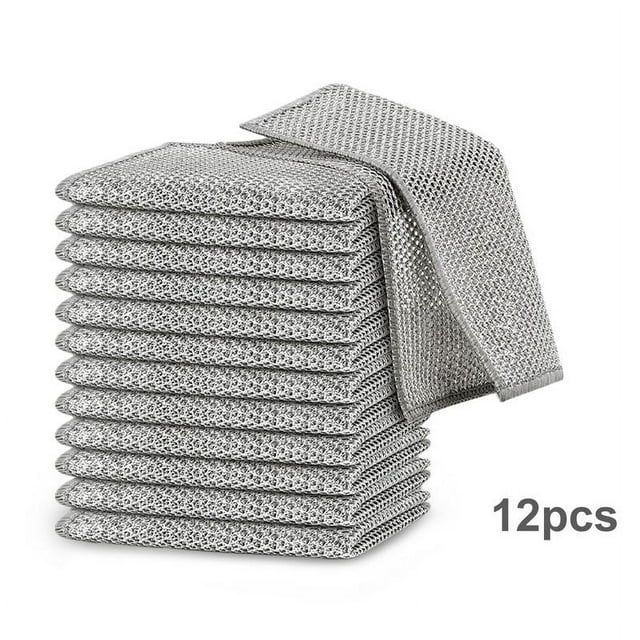 24/12 Counts Dishwashing Rags for Wet and Dry Multipurpose Stainless ...