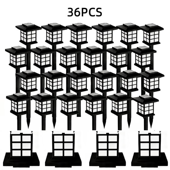 36pcs Solar Path Lights Outdoor Landscape Waterproof Lights, IP44 Waterproof, Solar Powered Garden Lights, Patio, Lawn Landscape Lighting Decoration,