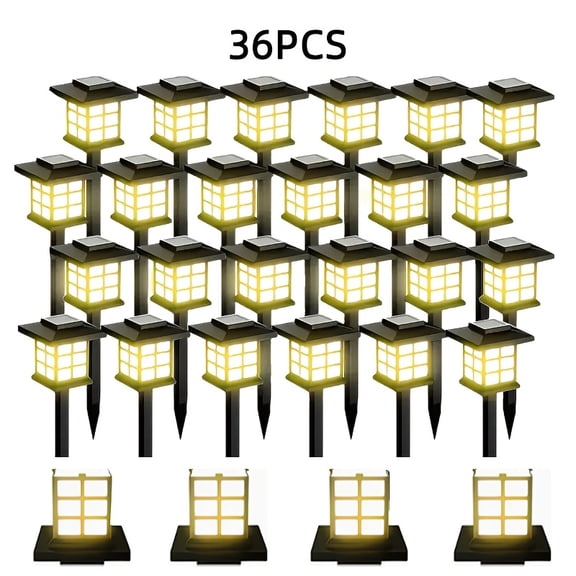 36pcs Solar Path Lights Outdoor Landscape Waterproof Lights, IP44 Waterproof, Solar Powered Garden Lights, Patio, Lawn Landscape Lighting Decoration,