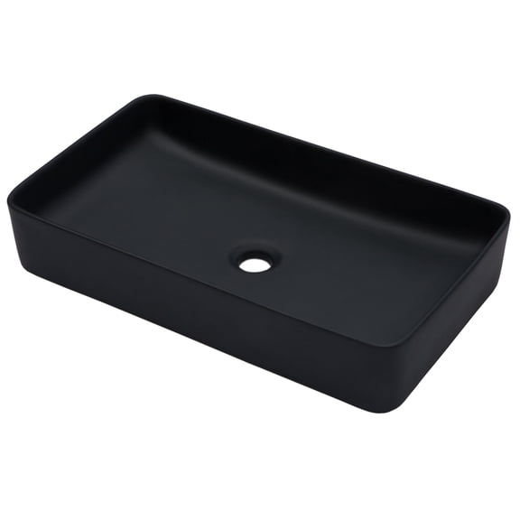 24"13.5" Black Ceramic Rectangular Vessel Bathroom Sink
