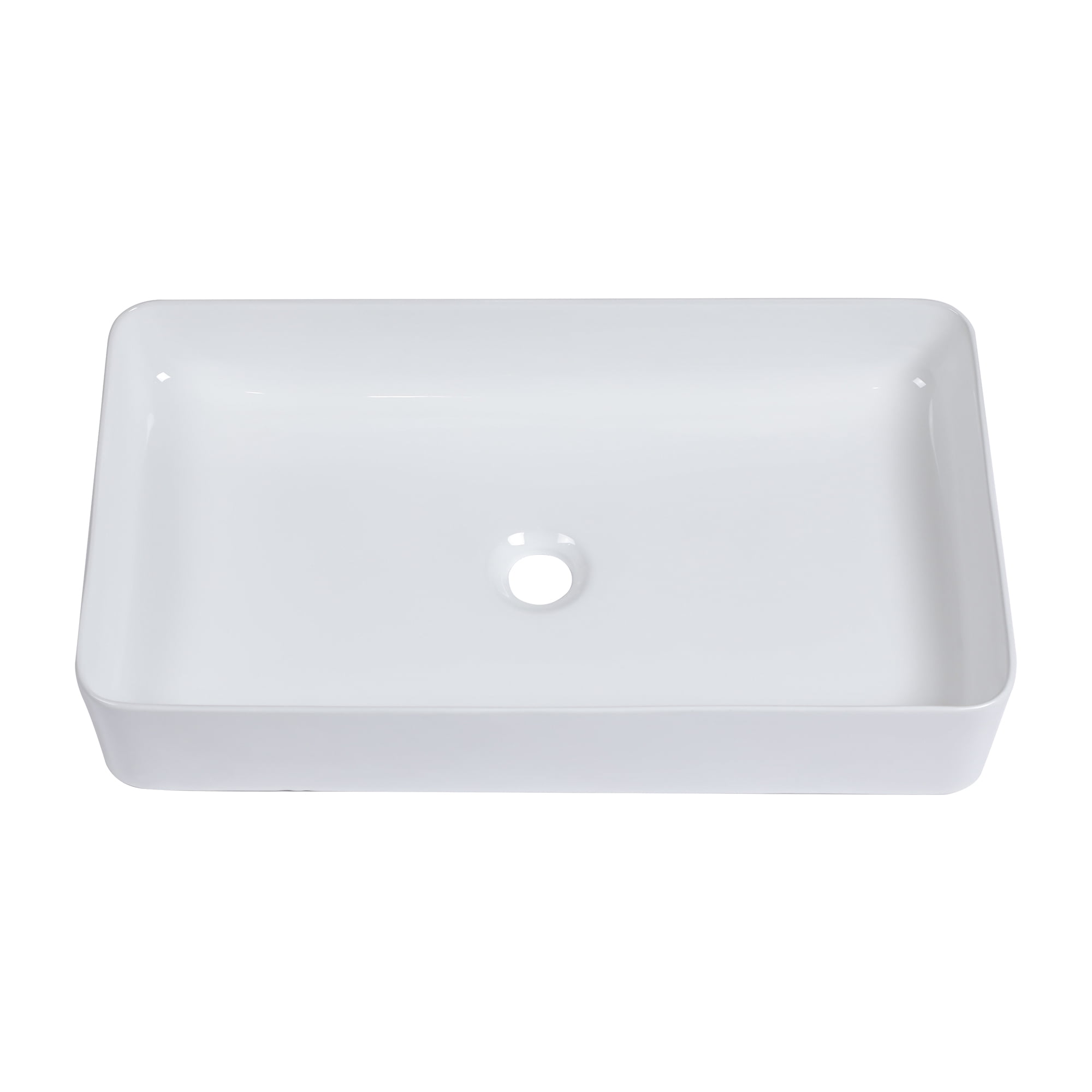 24"×14"×4.5" White Ceramic Rectangular Countertop Bathroom Sink ...