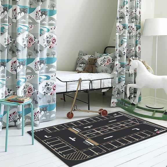 24*15 inch Kids Carpet Playmat, Car Rug for Toy Cars and Trains, Parking Lot Climbing Mat Game Road Mat Non-Slip Play Mat for Playroom & Classroom