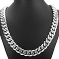 thumbnail image 1 of 24" 15mm 316L Stainless Steel Heavy Link Silver Curb Cuban Chain Men Necklace, 1 of 9