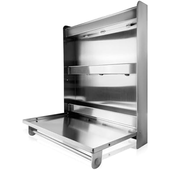 24"17.5"30" Aluminum Trailer Door Cabinet Organizer Senior Work Station Storage Flip Out Tray Spring Loaded Paper Towel Tensioner Suitable for Garage Bike Shop Silver$$Tools & Hardware Other