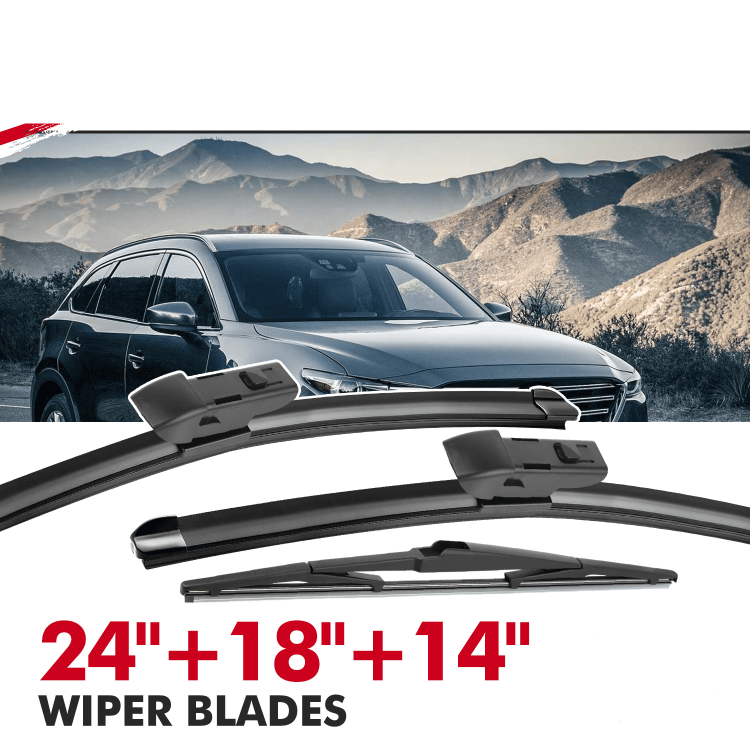 3pcs Wiper Front & Rear Wiper Blades Set Compatible With Mazda CX-3 CX3