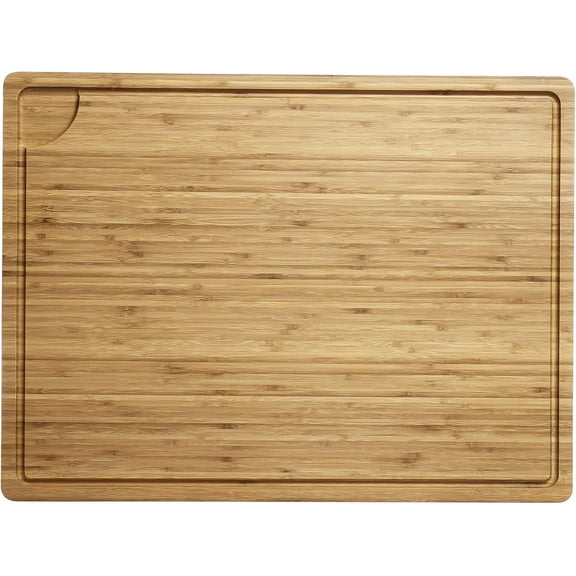 24×18 Inches Bamboo Wood Cutting Board for Kitchen,Wood Chopping Board with Deep Juice Groove and Handle,Heavy Duty Cutting Board for Meat Vegetables