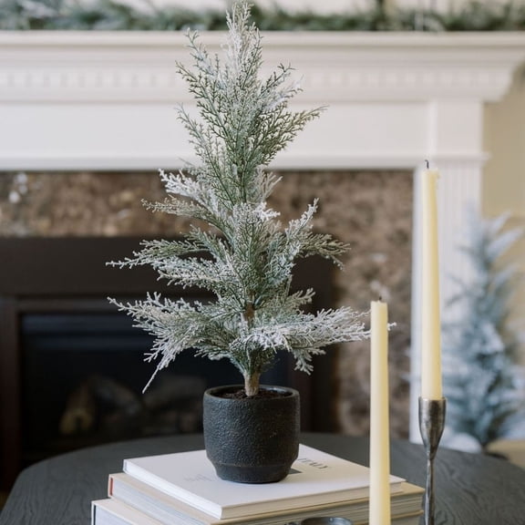 24" / 2' Flocked Cedar Tree Set