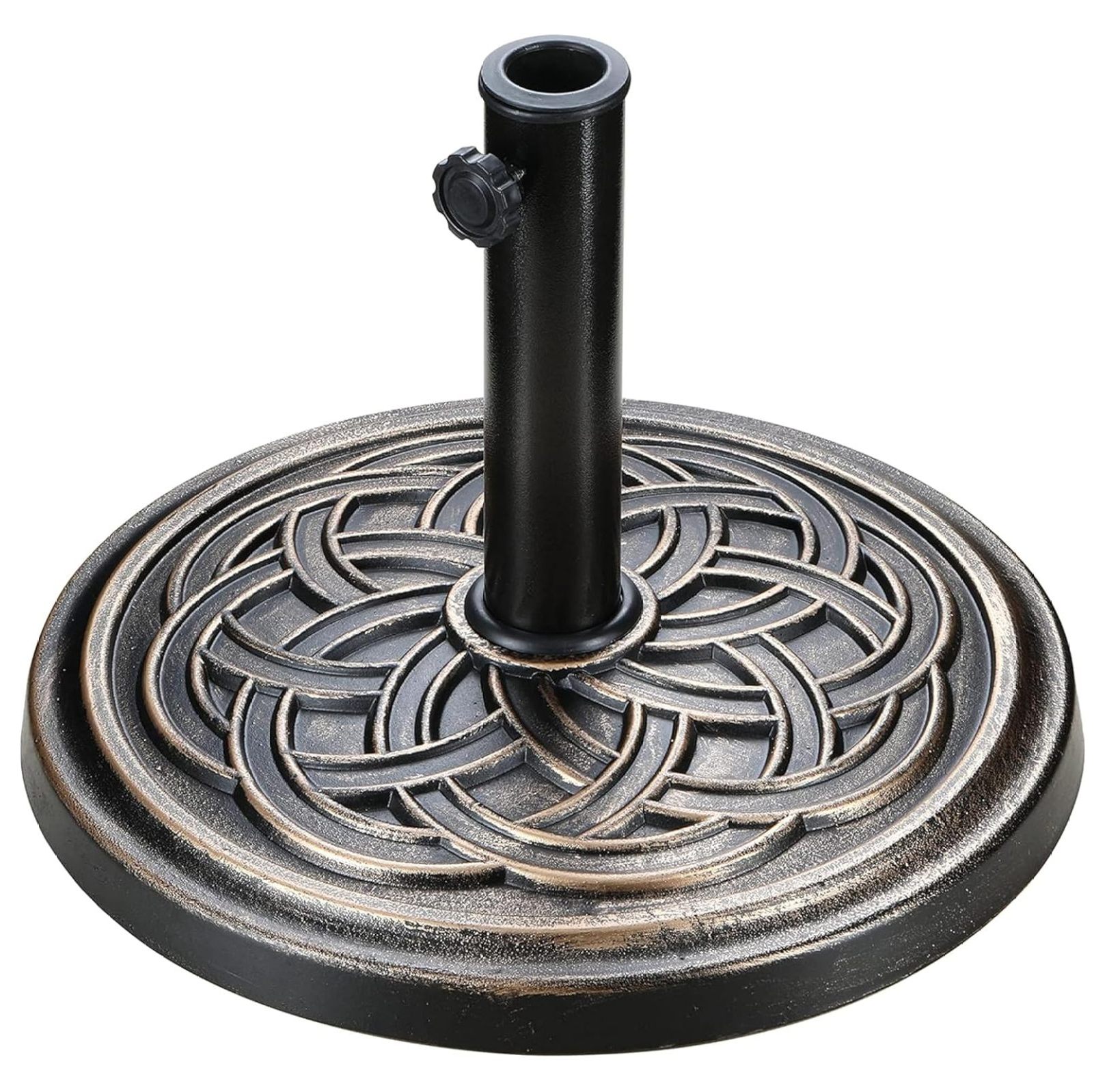 24.2 lbs 17.72" Market Umbrella Base Heavy Duty Round Stand for Patio Outdoor, Deck, Bronze