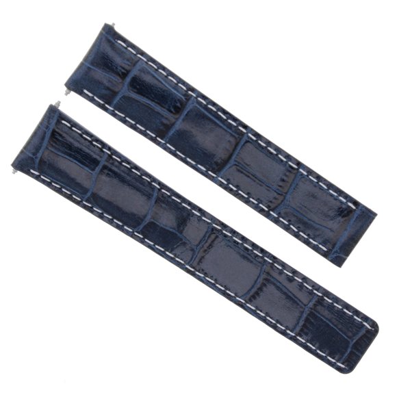24/20MM LEATHER WATCH BAND STRAP FOR BREITLING NAVITIMER AVENGER BENTLEY BLUE
