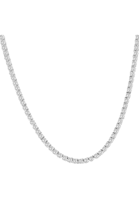 24"  21.68 Ct TW Round Cut Natural Diamond Tennis Necklace 14K White Gold
