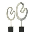 thumbnail image 1 of 24", 21"H Silver Marble Abstract Sculpture with Black Base, by CosmoLiving by Cosmopolitan (2 Count), 1 of 9