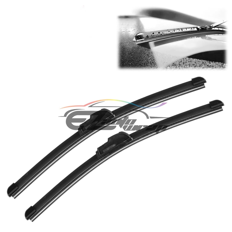 Pair Of Bracketless Windshield Wiper Blades – 24" & 22" With J-Hook/U-Hook Fit, OEM Quality