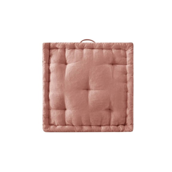 2424 Inch Square Floor Cushion, Peach Poly Chenille Tufted Floor Pillow with Scalloped Edge, Hypoallergenic Polyester Filling Compressed Pack Floor Pillow